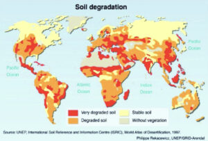 World map showing soil degradation